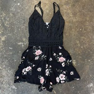 Streetwear society black floral romper